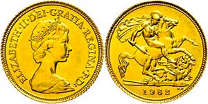 Grossbritannien 1/2 Sovereign, Gold, 1982, ... 