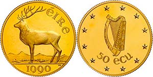 Ireland 50 European Currency Unit, Gold, ... 