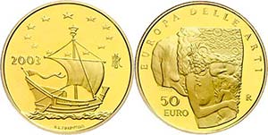 Italy 50 Euro, Gold, 2003, European art 1. ... 