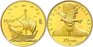 Italy 20 Euro, Gold, 2004, European art 2. ... 