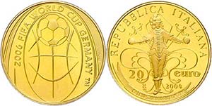 Italy 20 Euro, Gold, 2004, XVIII. World Cup ... 