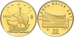Italy 20 Euro, Gold, 2005, European art 3. ... 