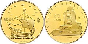 Italy 20 Euro, Gold, 2006, European art 4. ... 