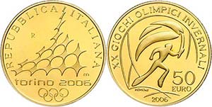 Italien 50 Euro, Gold, 2006, XX. Olympische ... 