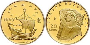Italy 20 Euro, Gold, 2009, European art 7. ... 