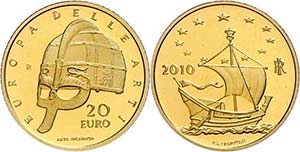 Italy 20 Euro, Gold, 2010, European art 8. ... 