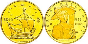 Italy 50 Euro, Gold, 2010, European art 8. ... 