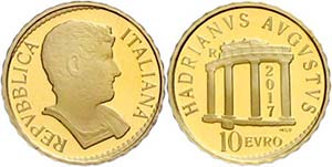Italy 10 Euro, Gold, 2017, Roman Emperor 1. ... 