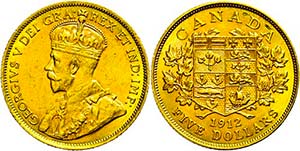 Canada 5 Dollars, Gold, 1912, George V., Fb. ... 