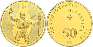 Switzerland 50 Franc, Gold, 2018, William ... 