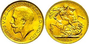 South Africa Pound, Gold, 1925, George V., ... 