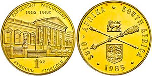 South Africa 1 oz, Gold, 1985, Parliament ... 