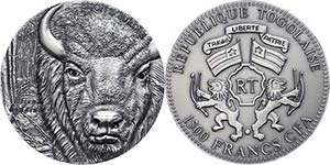 Togo 1.500 Franc, 2012, bison D Europe, 2 ... 