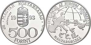 Ungarn 500 Forint, Silber, 1993, Probe, EU, ... 