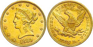 Coins USA 10 Dollars, Gold, 1880, freedom ... 