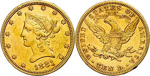 Coins USA 10 Dollars, Gold, 1881, freedom ... 
