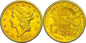 Coins USA 20 Dollars, Gold, 1884, freedom ... 