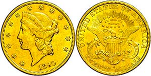 Coins USA 20 Dollars, Gold, 1890, freedom ... 