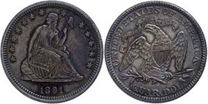 Coins USA 25 cents, 1891, Philadelphia, KM ... 