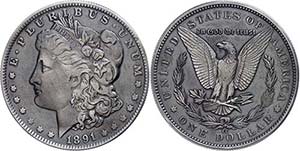 Coins USA Dollar, silver, 1891, morgan ... 