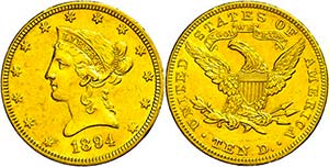Coins USA 10 Dollars, Gold, 1894, freedom ... 
