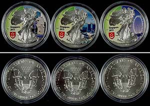 Coins USA Set to 3 x 1 Dollar, 2015, Silver ... 