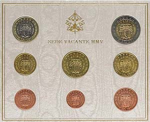 Vatican 1 cent to 2 Euro, 2005, Sede ... 