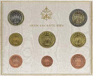 Vatikanstaat 1 Cent bis 2 Euro, 2005, Sede ... 