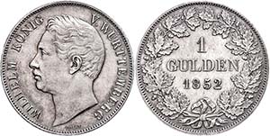 Württemberg Gulden, 1852, Wilhelm I., AKS ... 