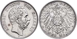Saxony 2 Mark, 1902, Albert, f. St., ... 
