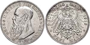 Saxony-Meiningen 3 Mark, 1913, Georg II., ... 