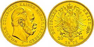 Preußen Goldmünzen 20 Mark, 1872, C, ... 
