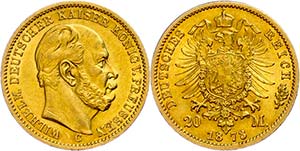 Preußen Goldmünzen 20 Mark, 1873, C, ... 