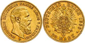 Prussia 20 Mark, 1888, Friedrich III., ... 