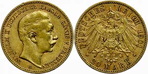 Prussia 20 Mark, 1901, Wilhelm II., edge ... 