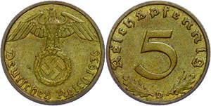 Münzen Drittes Reich 5 Reichspfennig, 1936, ... 