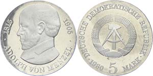 Münzen DDR 5 Mark, 1980, Menzel, in ... 