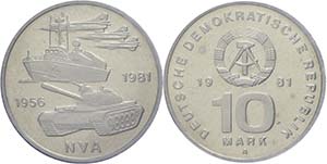 GDR 10 Mark, 1981, 25 years NVA, in uPVC ... 