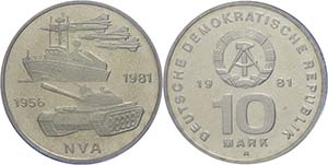 Münzen DDR 10 Mark, 1981, 25 Jahre NVA, in ... 