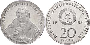GDR 20 Mark, 1983, Luther, in uPVC sealed ... 