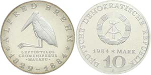 GDR 10 Mark, 1984, Brehm, in uPVC sealed, ... 