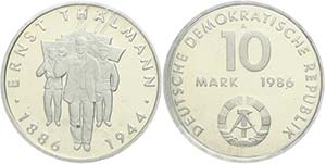 Münzen DDR 10 Mark, 1986, Thälmann, in ... 