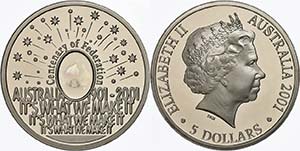 Australien 5 Dollars, 2001, hundertsten ... 