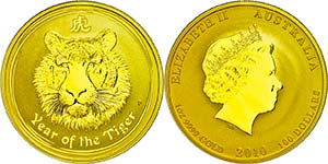 Australien 100 Dollars, Gold, 2010, Year of ... 
