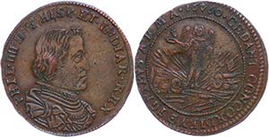 Belgium Chip, copper, 1660, Philipp IV., ... 