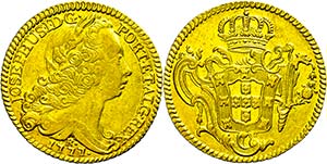 Brazil 4 Escudos, Gold, 1777, Jose I., Rio ... 