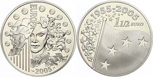 France 1, 5 Euro, 2005, 50 years European ... 