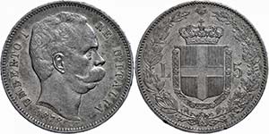 Italy 5 lira, 1878, Umberto I., KM 20, edge ... 