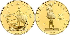 Italy 50 Euro, Gold, 2005, European art 3. ... 