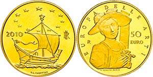 Italien 50 Euro, Gold, 2010, Europäische ... 